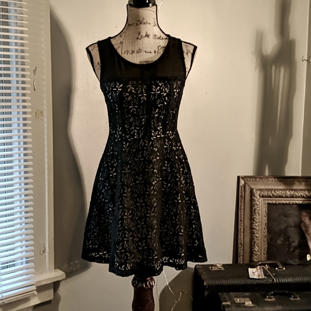 Black lace and mesh dress